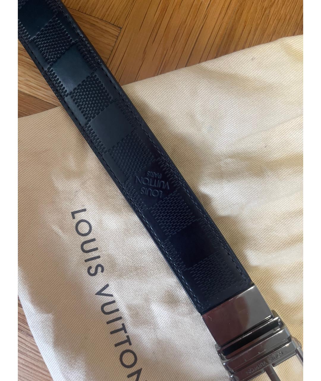 LOUIS VUITTON Черный кожаный ремень, фото 7