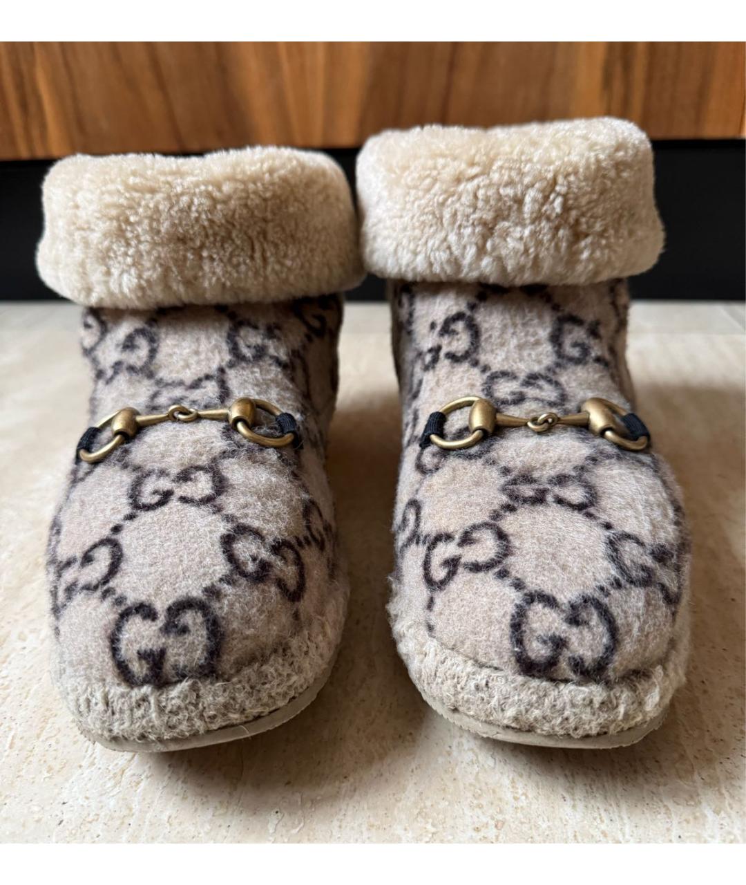 GUCCI Бежевые текстильные полусапоги, фото 2