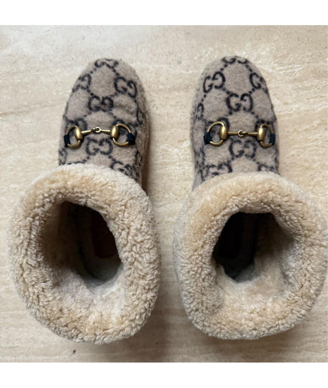 GUCCI Бежевые текстильные полусапоги, фото 3