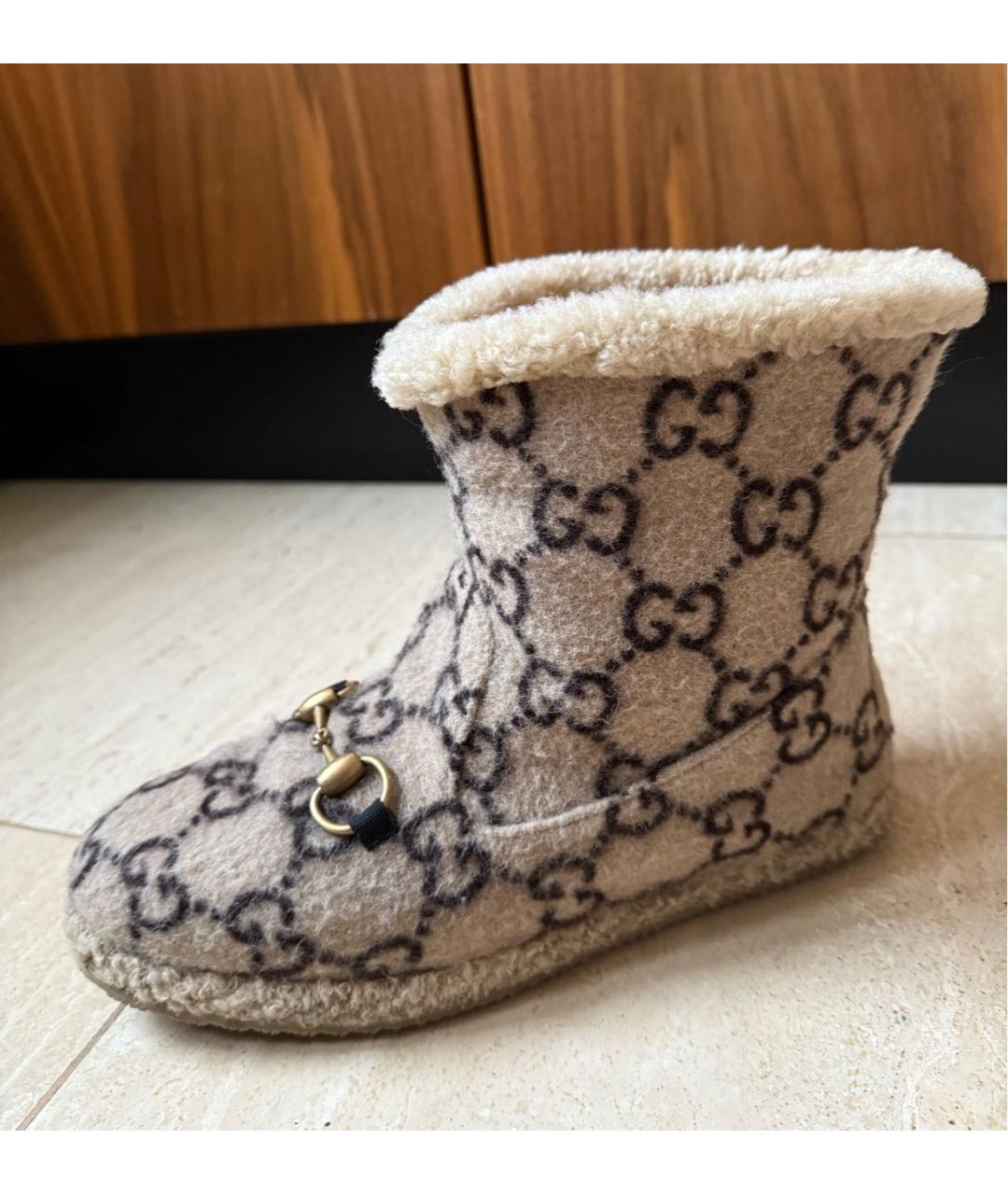GUCCI Бежевые текстильные полусапоги, фото 7