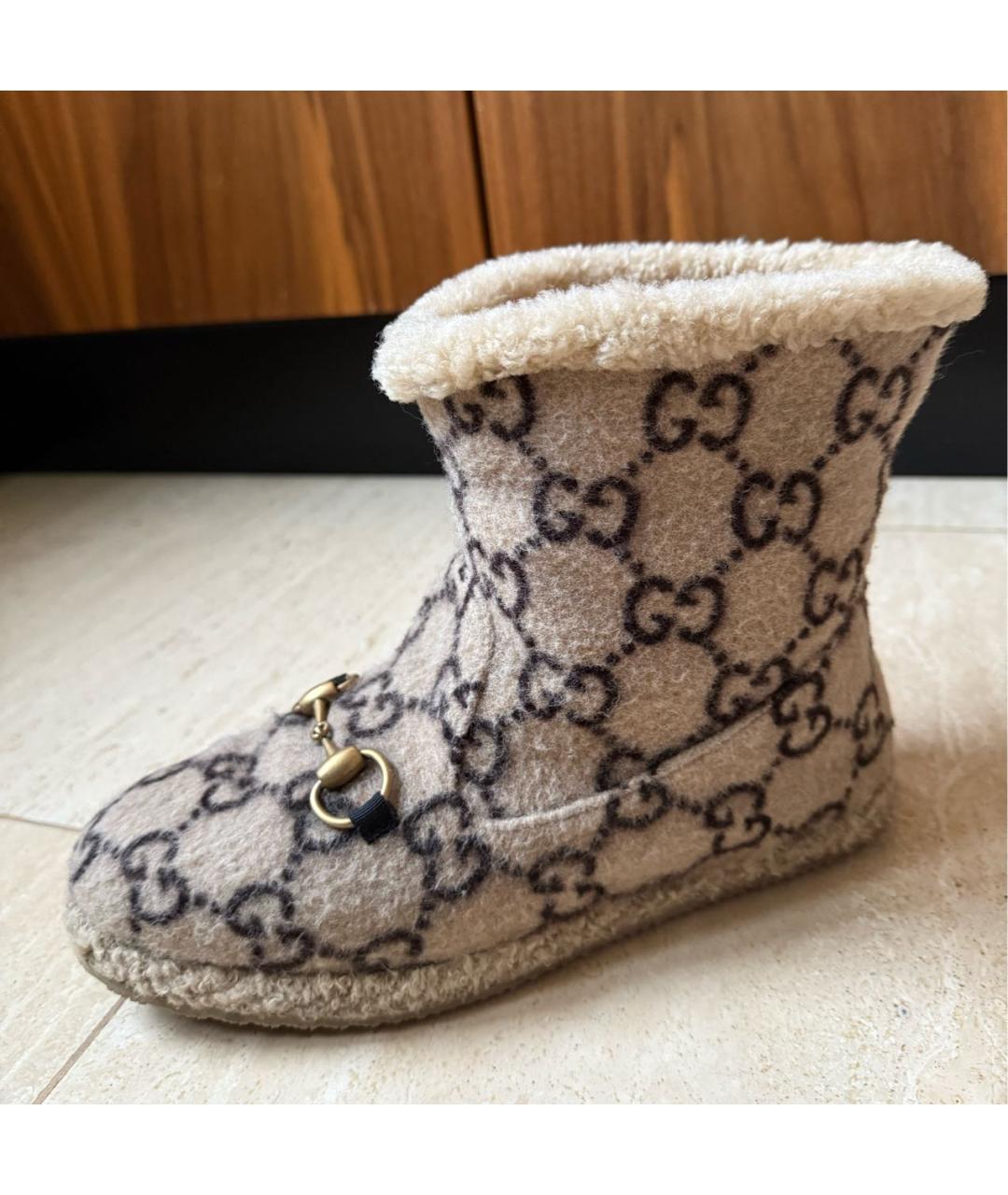 GUCCI Бежевые текстильные полусапоги, фото 5