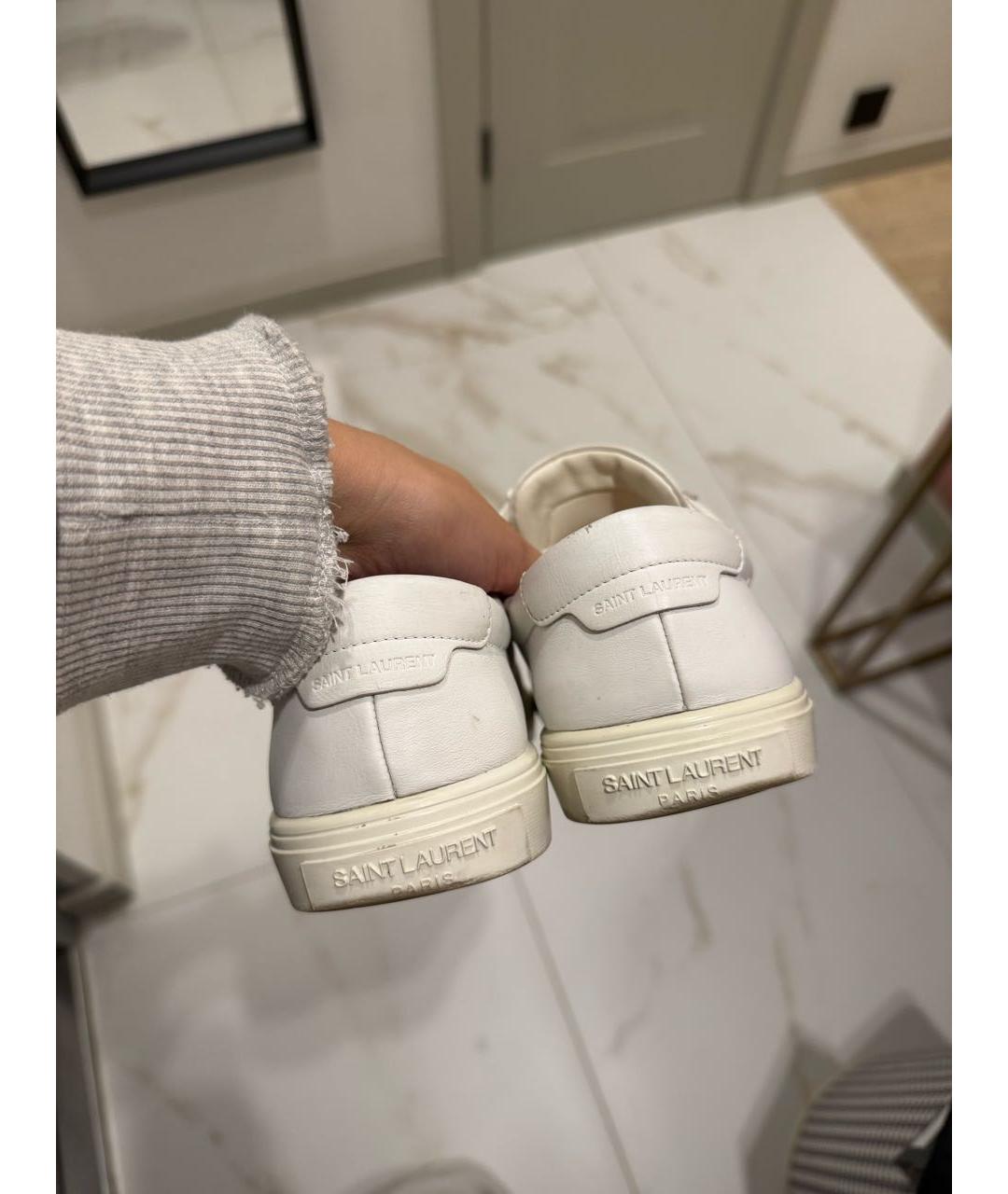 SAINT LAURENT Белые кожаные кеды, фото 4
