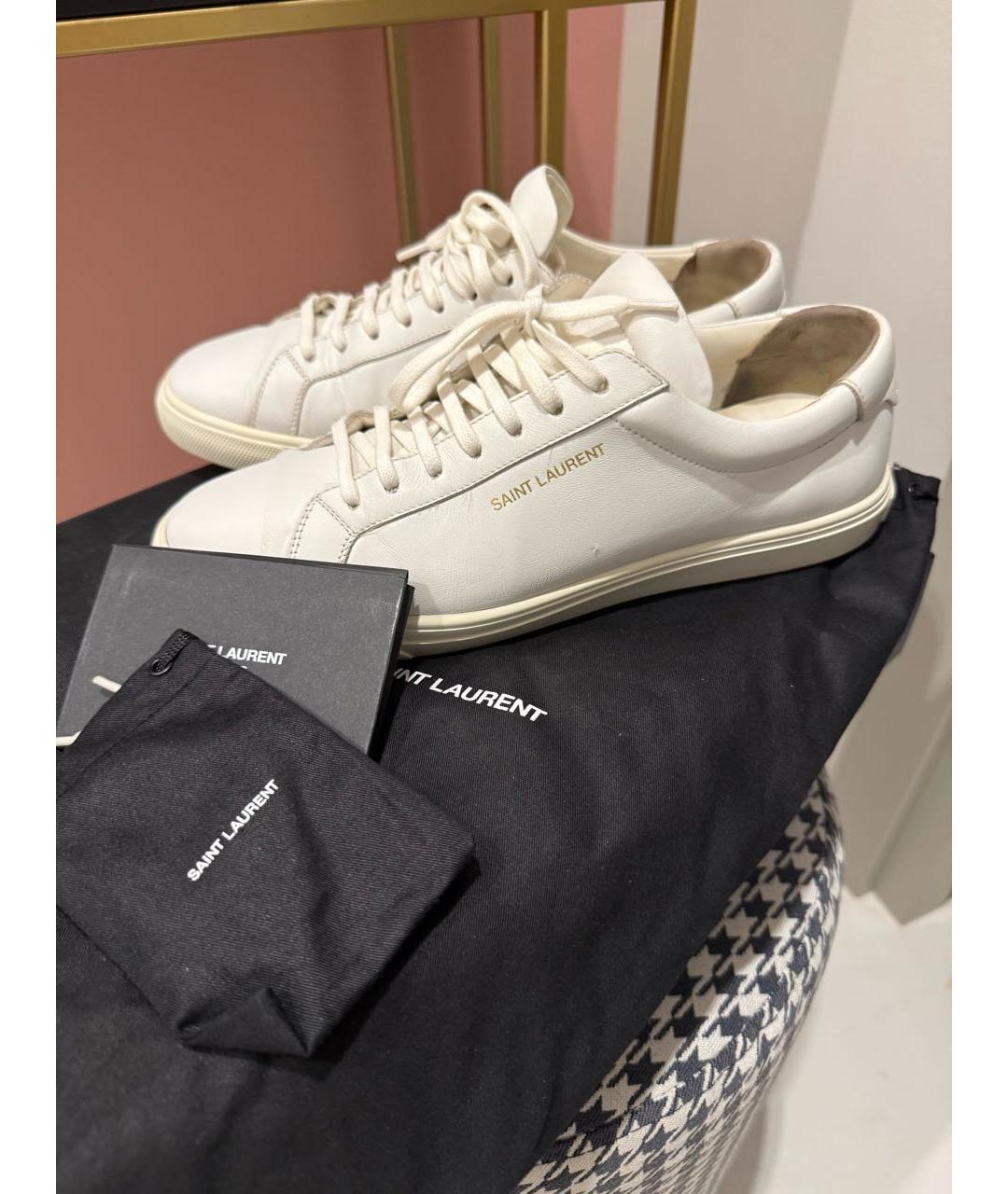 SAINT LAURENT Белые кожаные кеды, фото 8