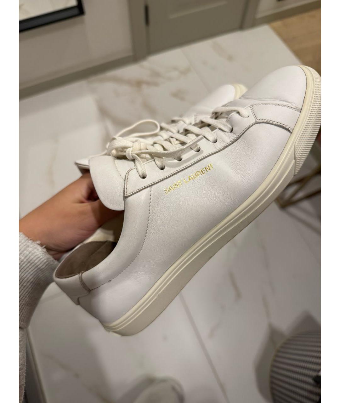 SAINT LAURENT Белые кожаные кеды, фото 3