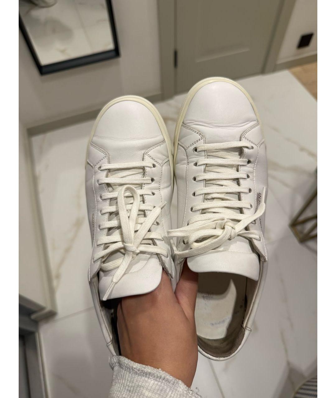 SAINT LAURENT Белые кожаные кеды, фото 2