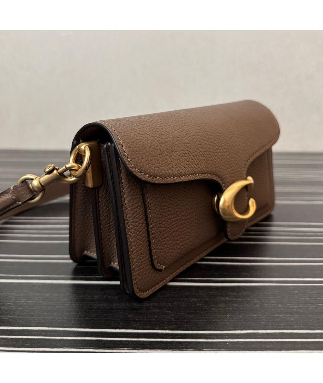 COACH Коричневая кожаная сумка через плечо, фото 2