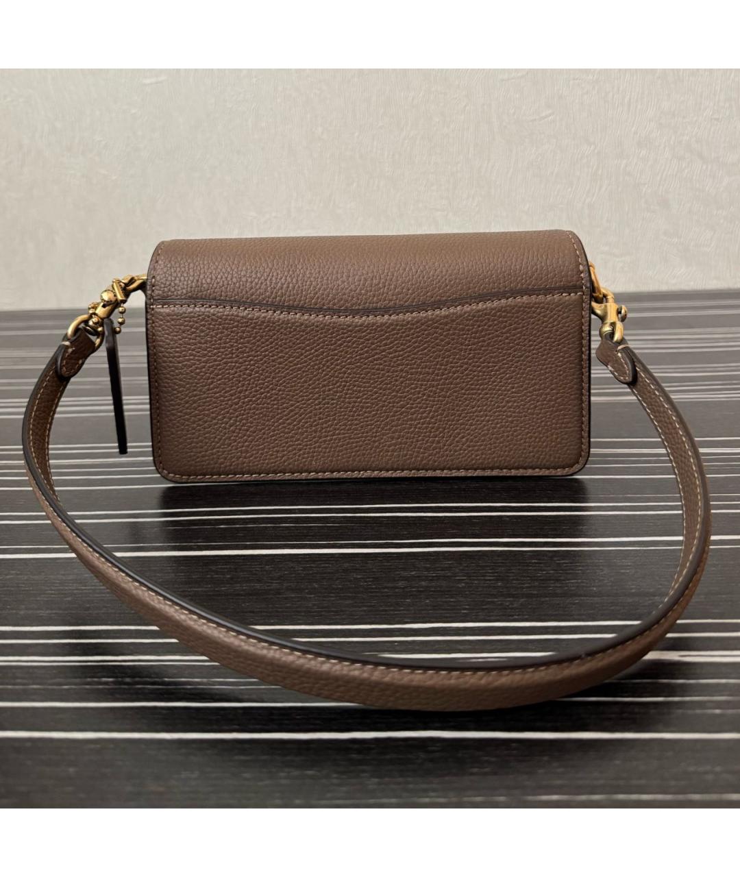 COACH Коричневая кожаная сумка через плечо, фото 3