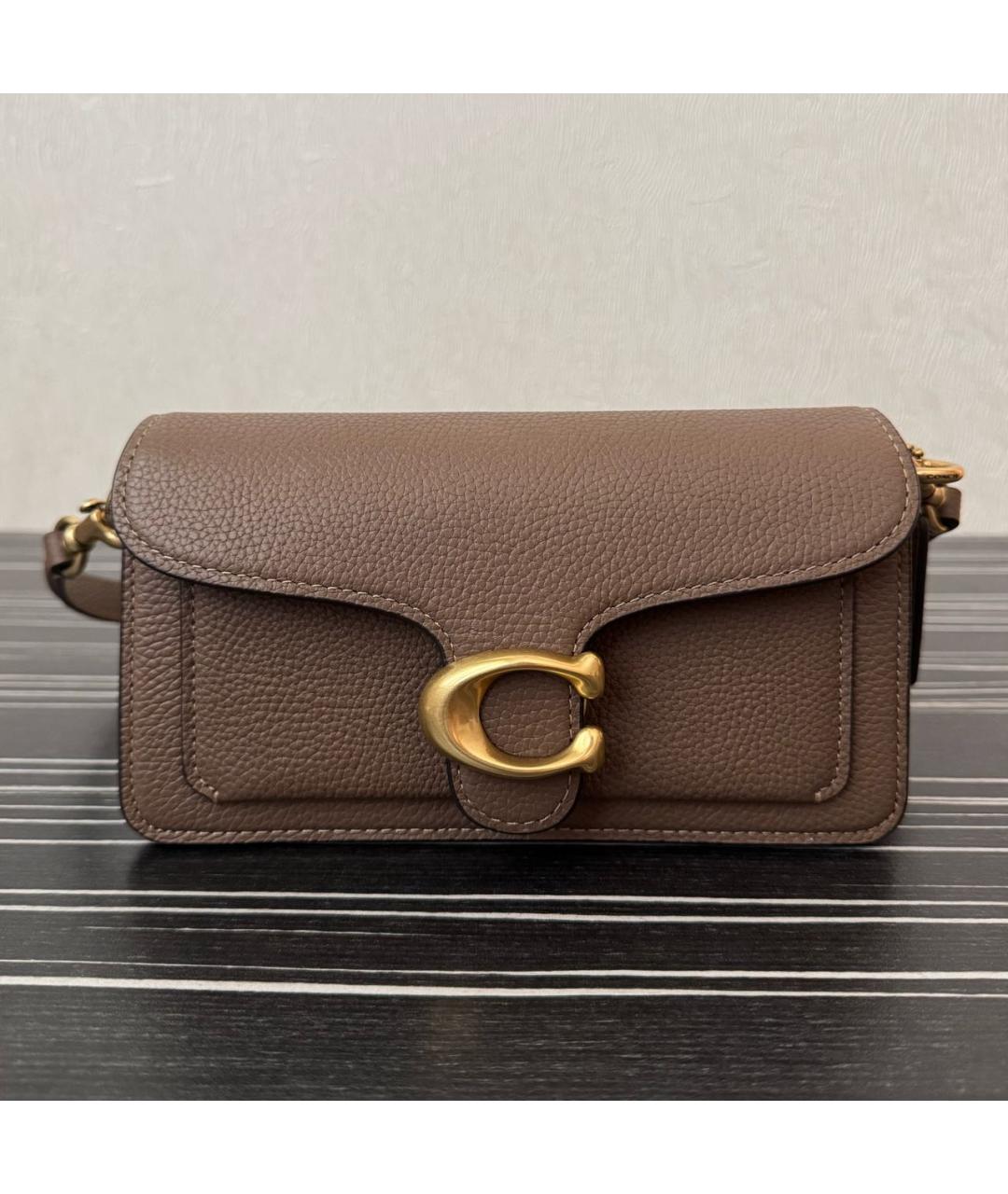 COACH Коричневая кожаная сумка через плечо, фото 7
