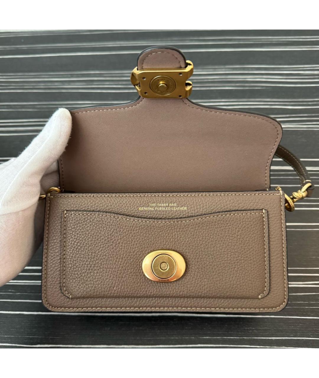 COACH Коричневая кожаная сумка через плечо, фото 4
