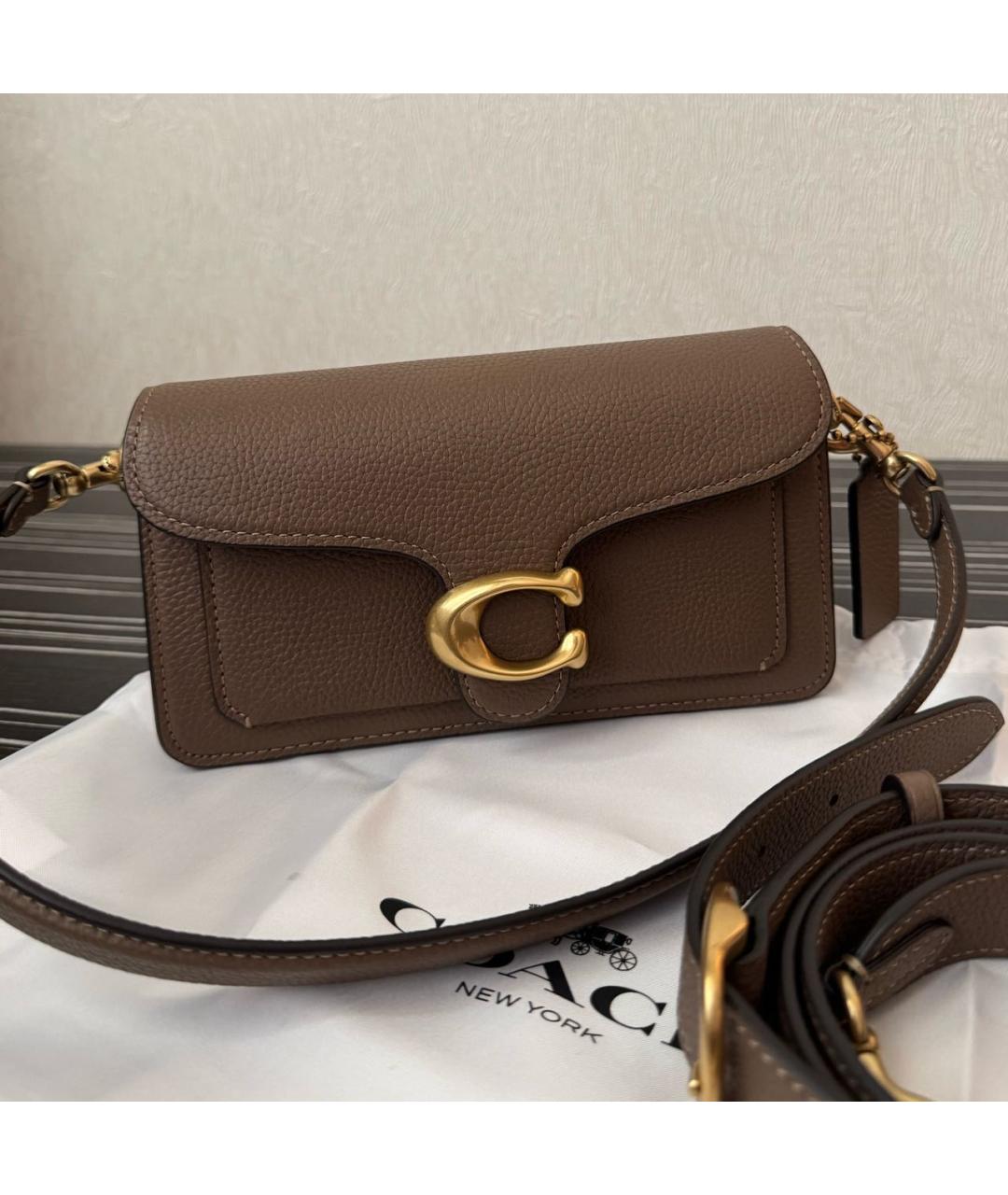 COACH Коричневая кожаная сумка через плечо, фото 6