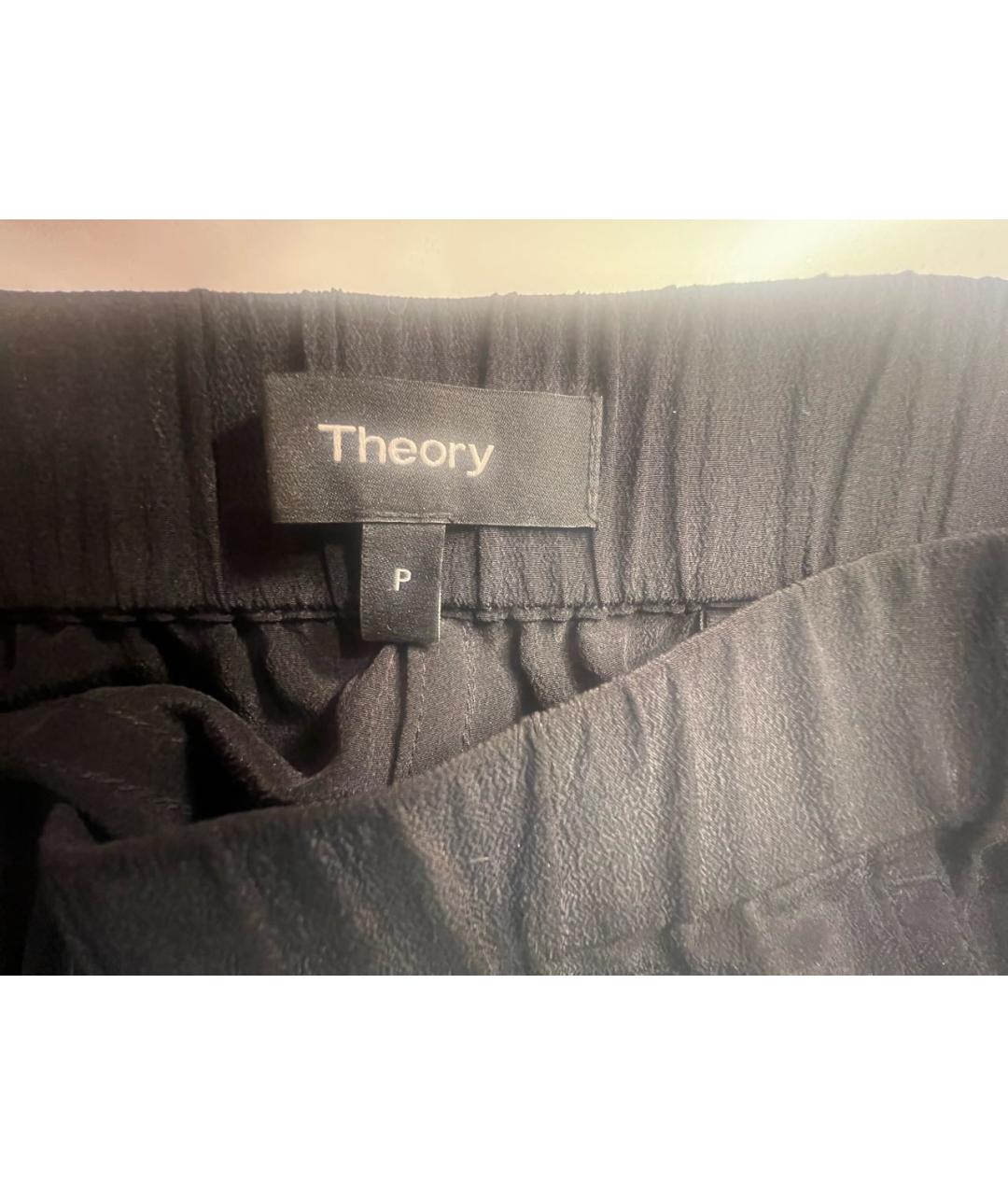 THEORY Черные шелковые брюки узкие, фото 4