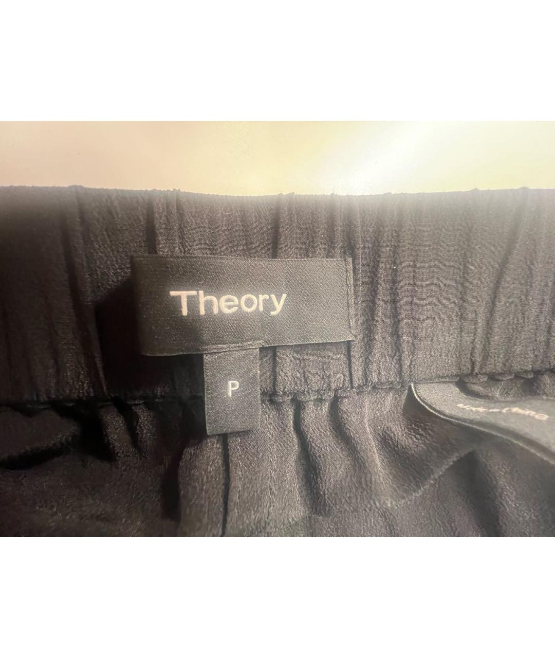 THEORY Черные шелковые брюки узкие, фото 3