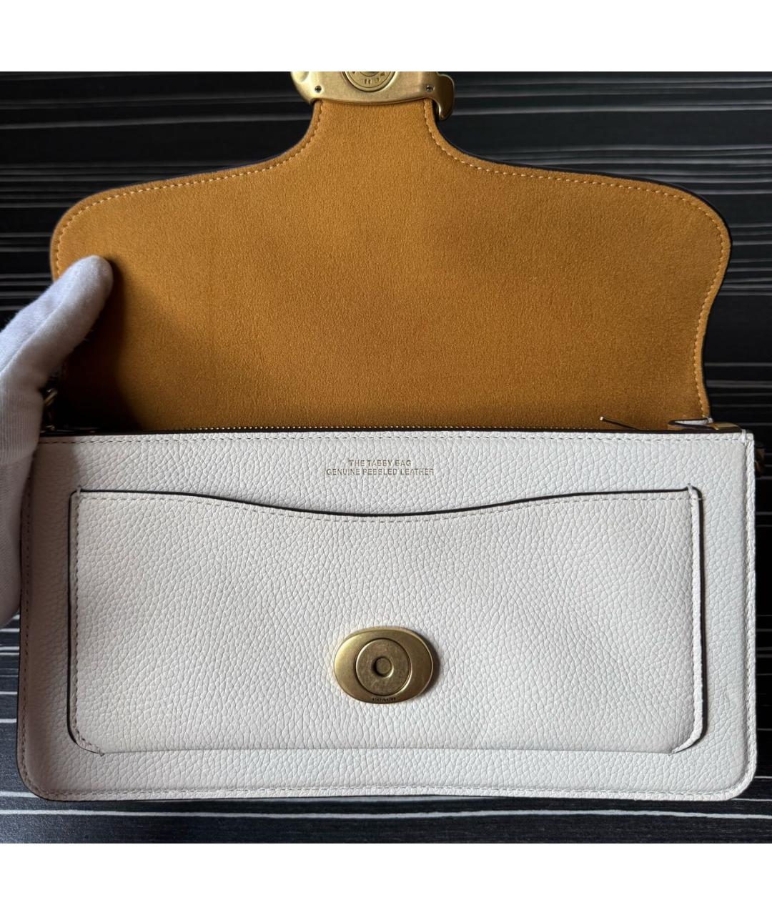 COACH Белая кожаная сумка через плечо, фото 4