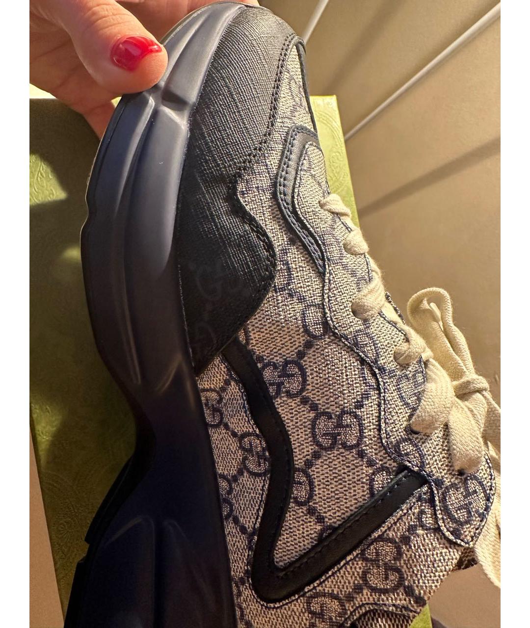 DOLCE&GABBANA Темно-синие высокие кроссовки / кеды из искусственной кожи, фото 6