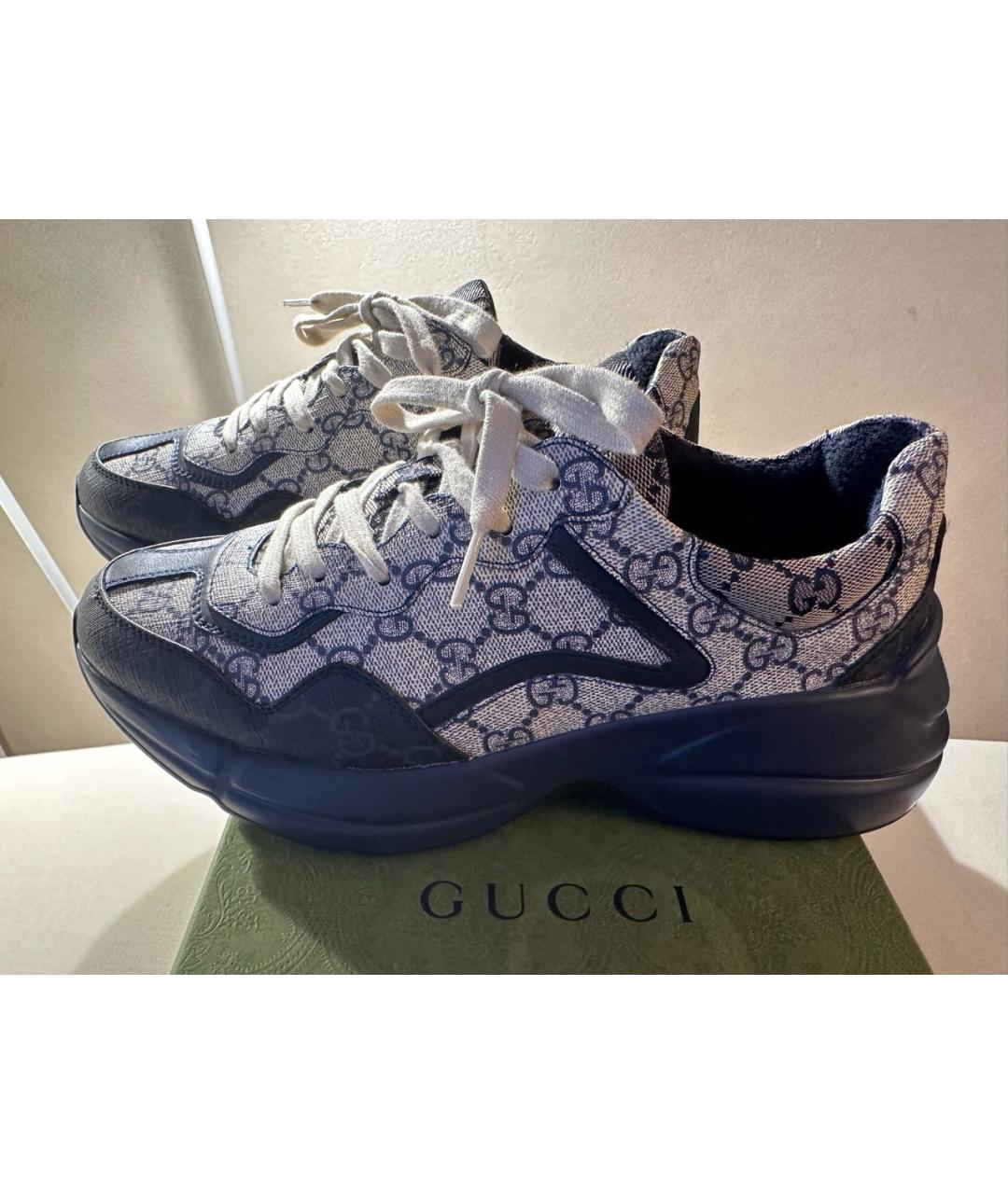 DOLCE&GABBANA Темно-синие высокие кроссовки / кеды из искусственной кожи, фото 5