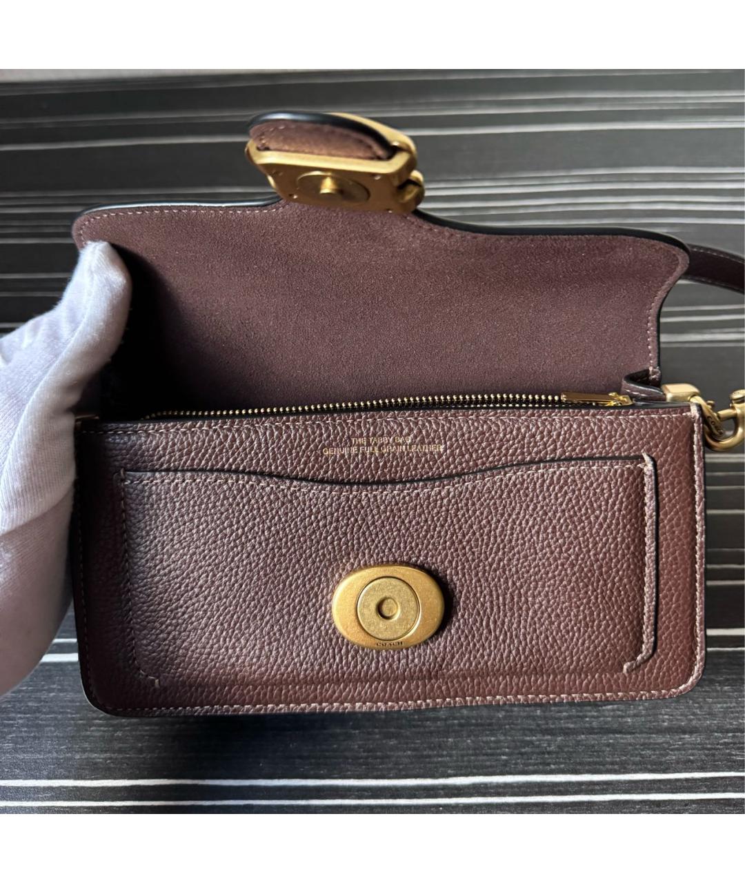 COACH Коричневая кожаная сумка через плечо, фото 4