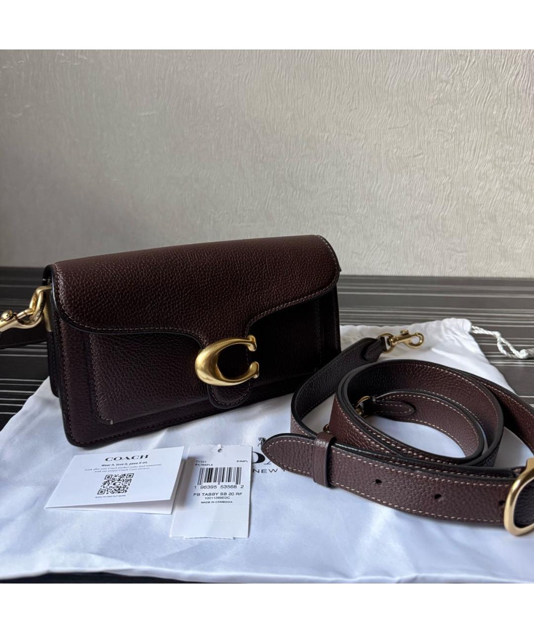 COACH Коричневая кожаная сумка через плечо, фото 5
