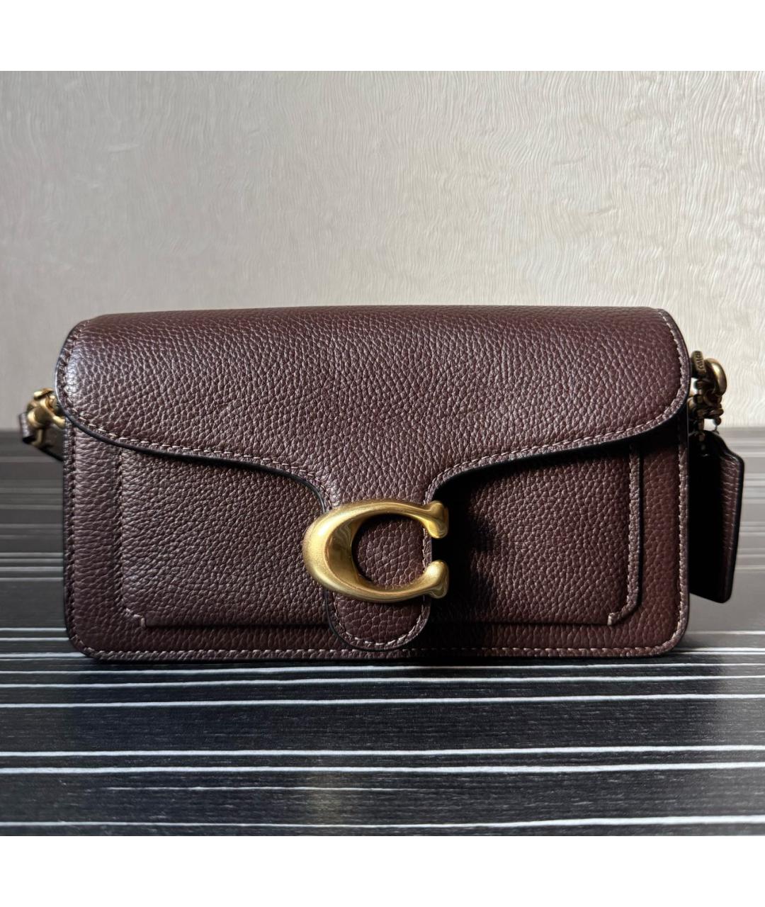 COACH Коричневая кожаная сумка через плечо, фото 7