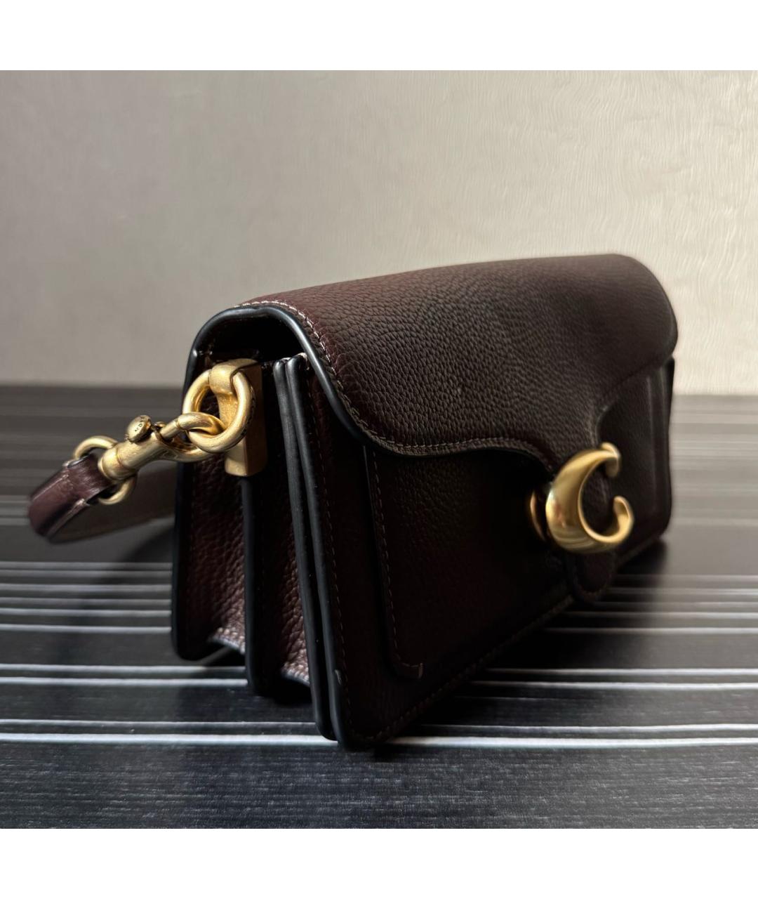 COACH Коричневая кожаная сумка через плечо, фото 2