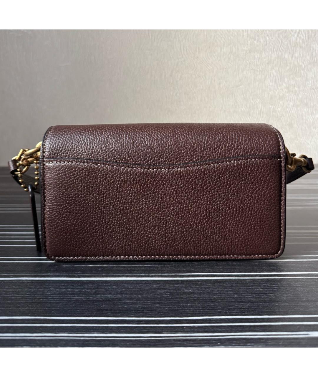 COACH Коричневая кожаная сумка через плечо, фото 3