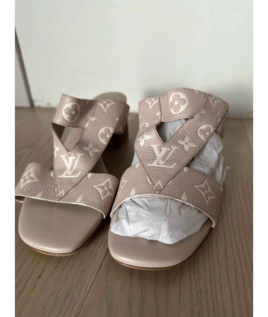 LOUIS VUITTON Розовые кожаные мюли, фото 2