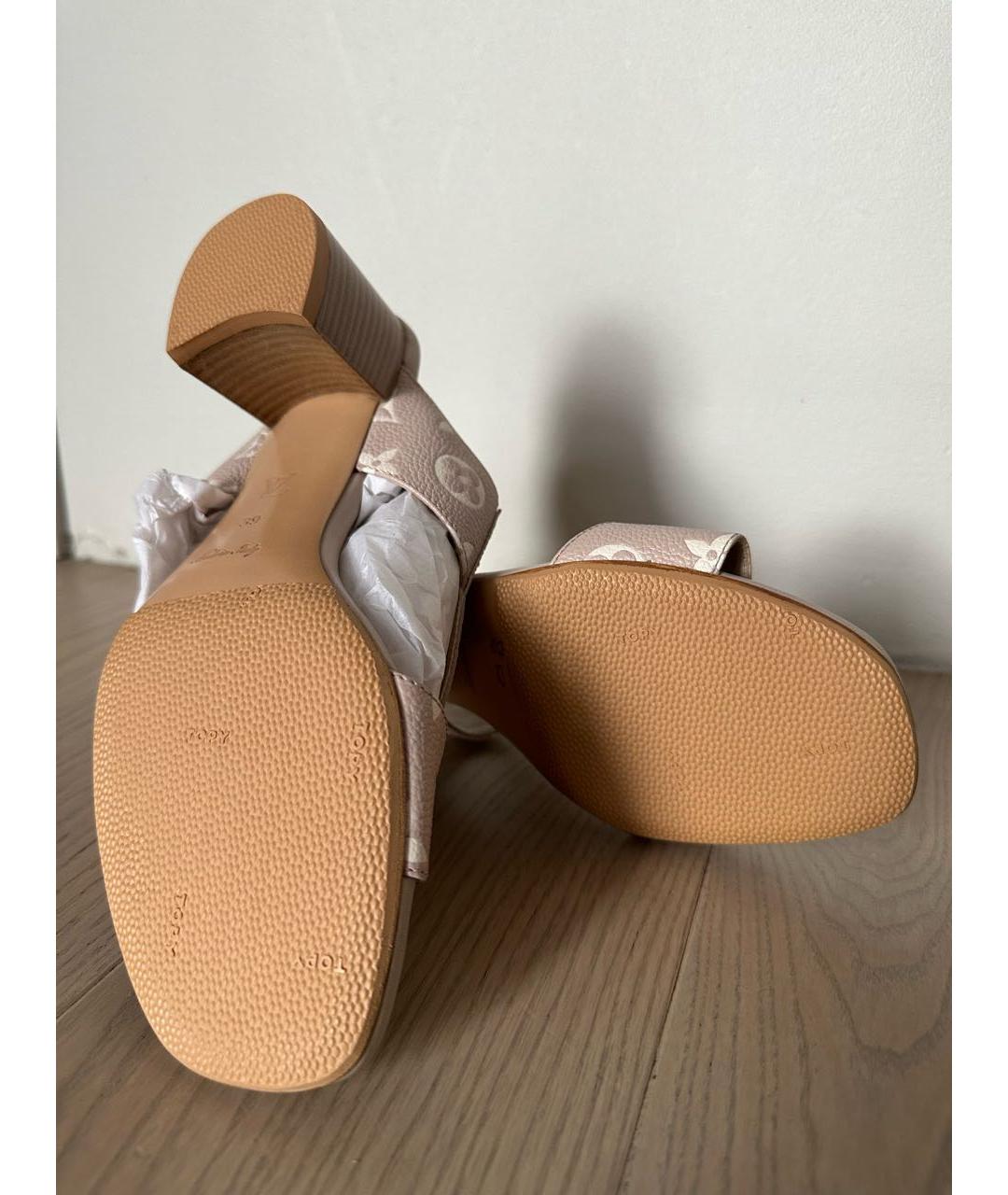LOUIS VUITTON Розовые кожаные мюли, фото 3