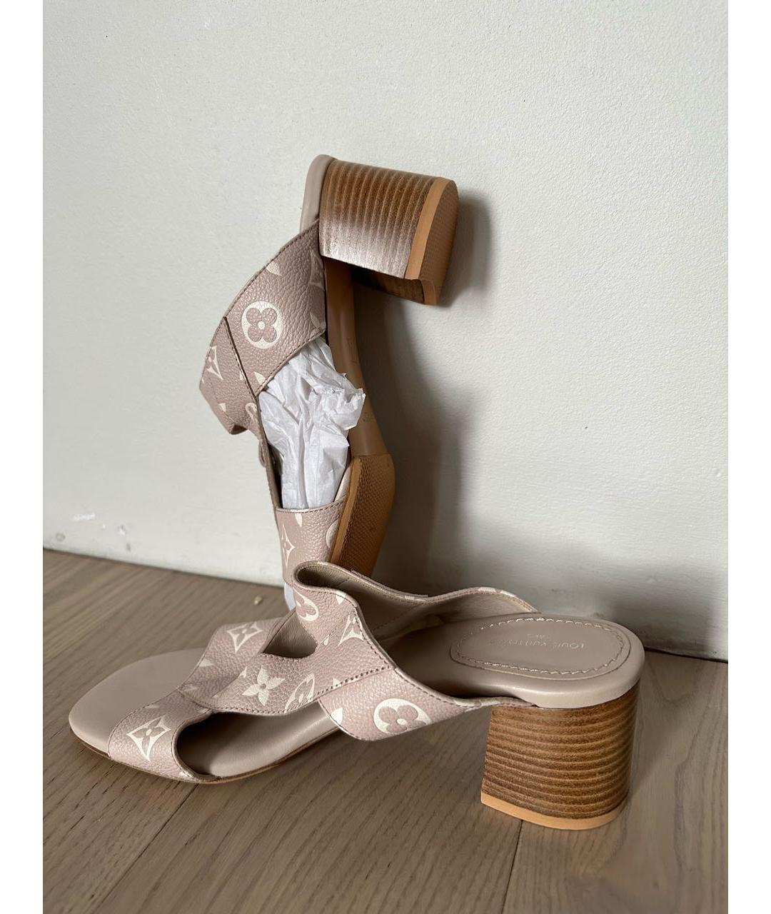 LOUIS VUITTON Розовые кожаные мюли, фото 5