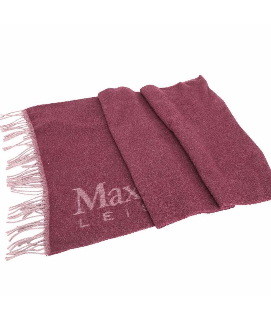 MAX MARA Бордовый шерстяной шарф, фото 7