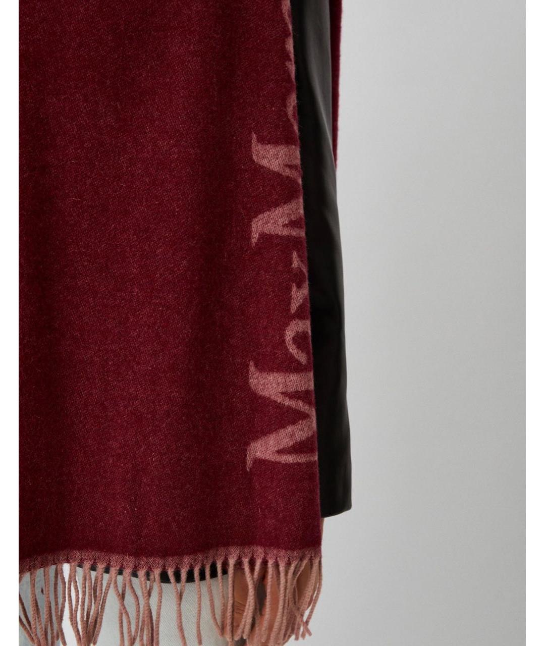 MAX MARA Бордовый шерстяной шарф, фото 4