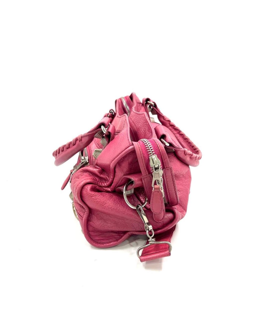 BALENCIAGA Розовая кожаная сумка с короткими ручками, фото 4
