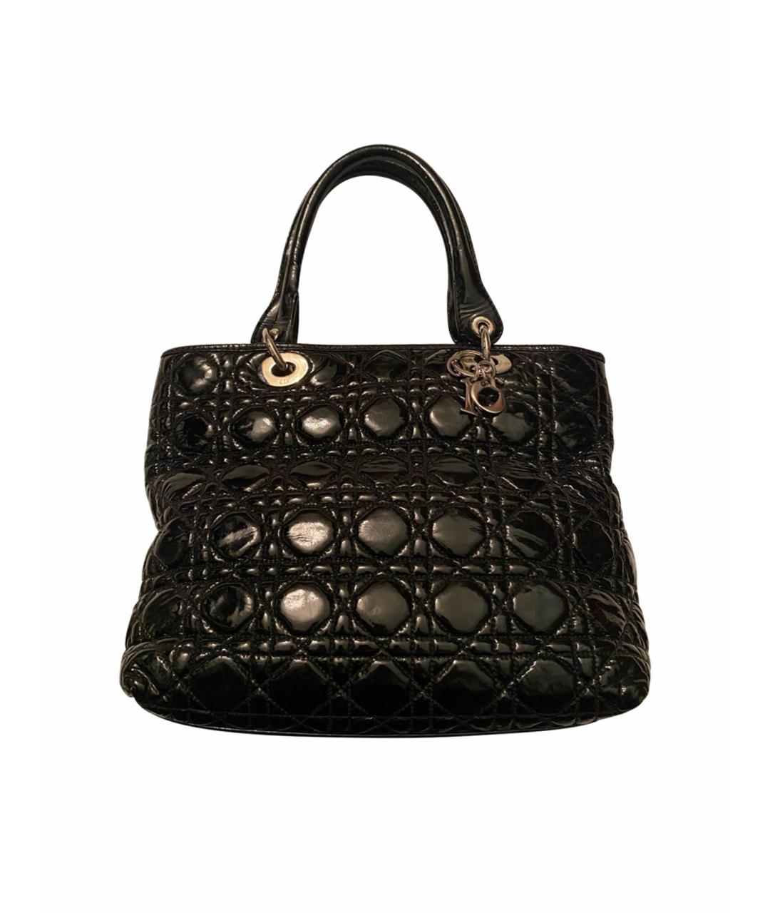 CHRISTIAN DIOR Черная сумка с короткими ручками из лакированной кожи, фото 1