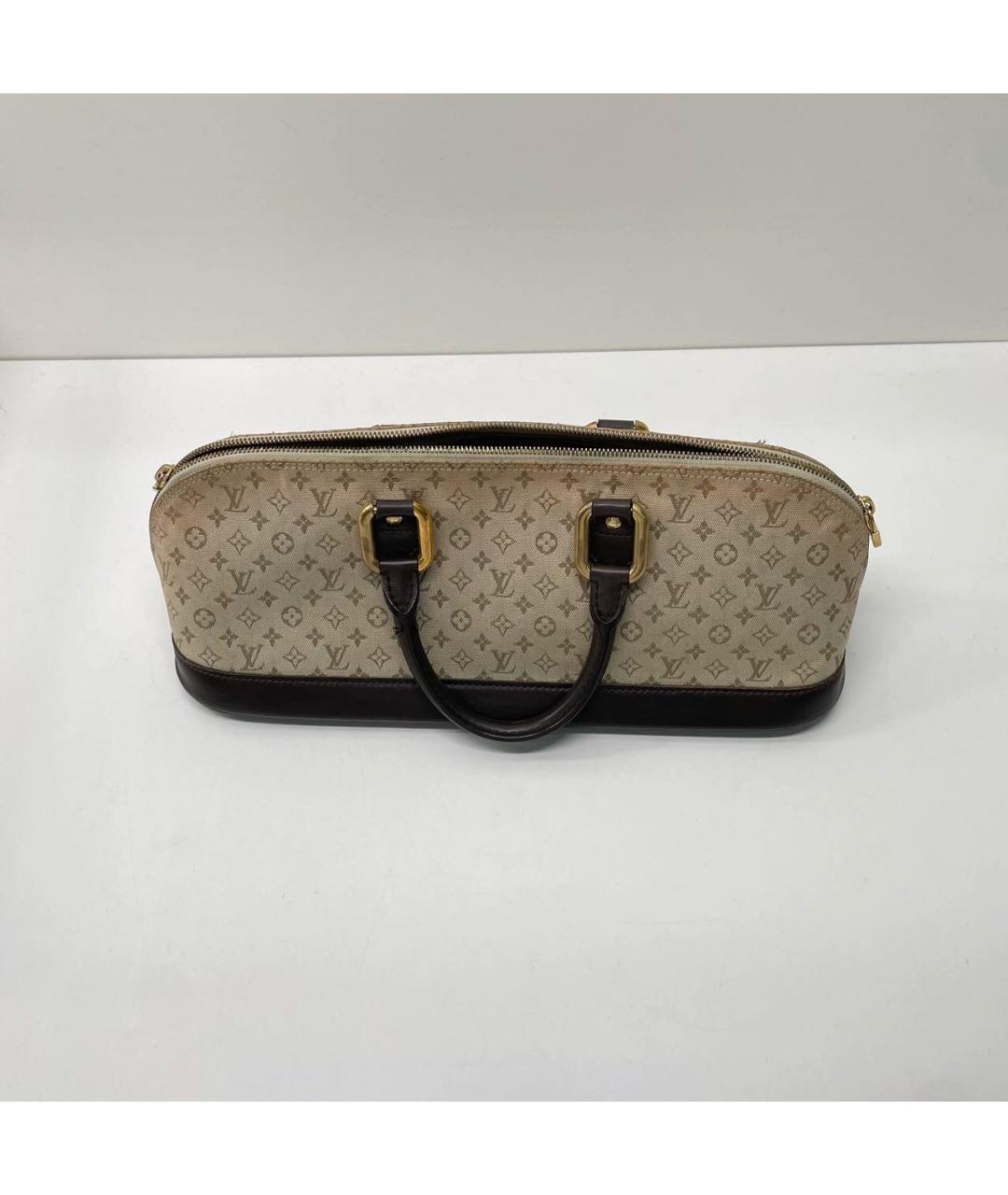 LOUIS VUITTON Бежевая тканевая сумка с короткими ручками, фото 6