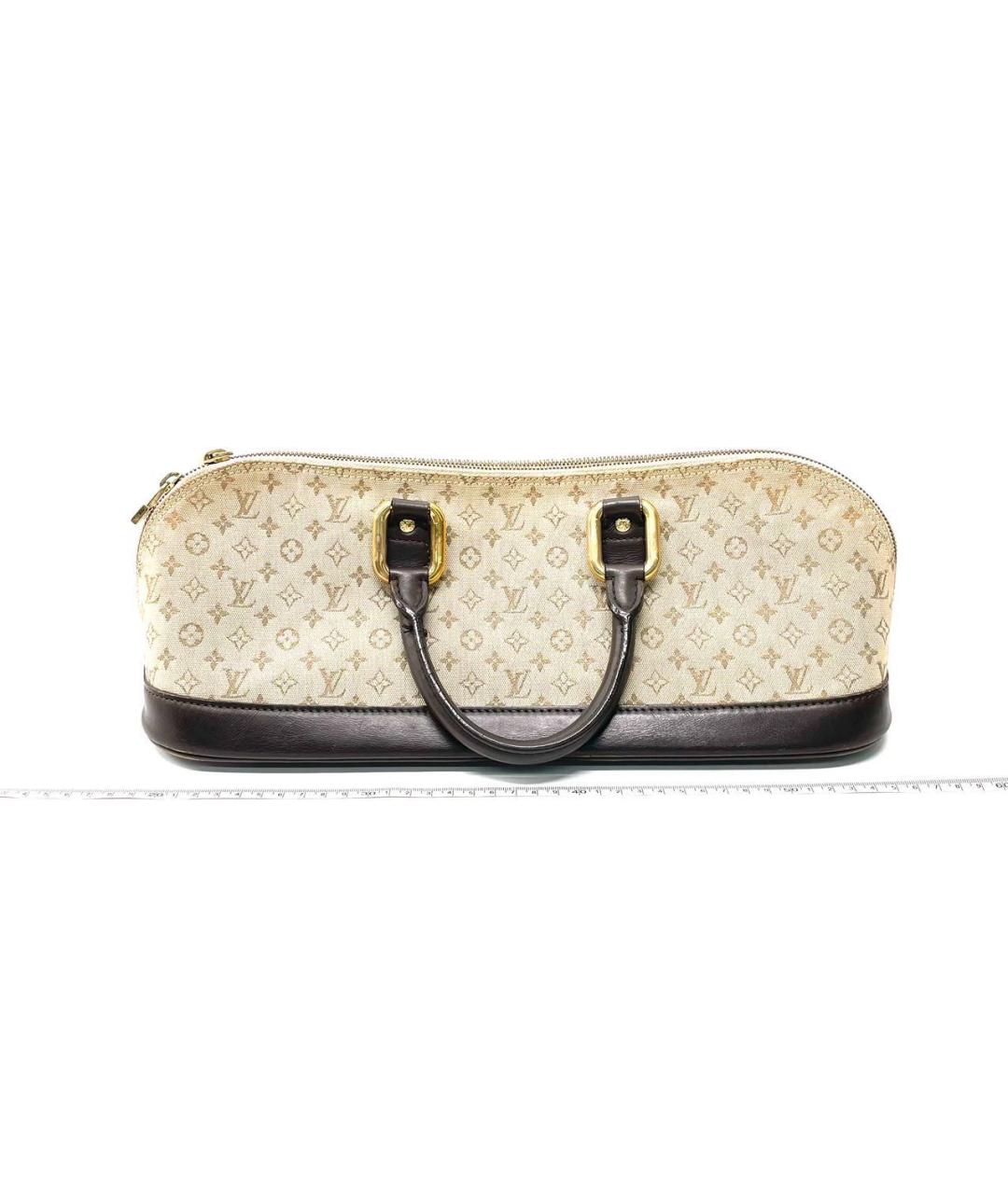 LOUIS VUITTON Бежевая тканевая сумка с короткими ручками, фото 2