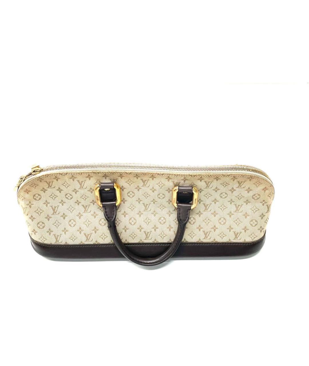 LOUIS VUITTON Бежевая тканевая сумка с короткими ручками, фото 3