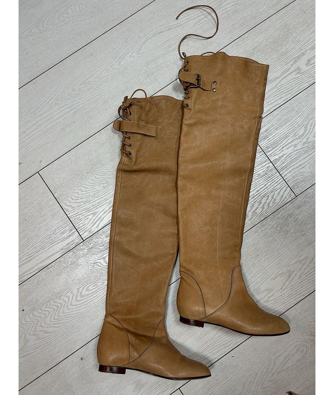 CHLOE Бежевые сапоги из лакированной кожи, фото 9