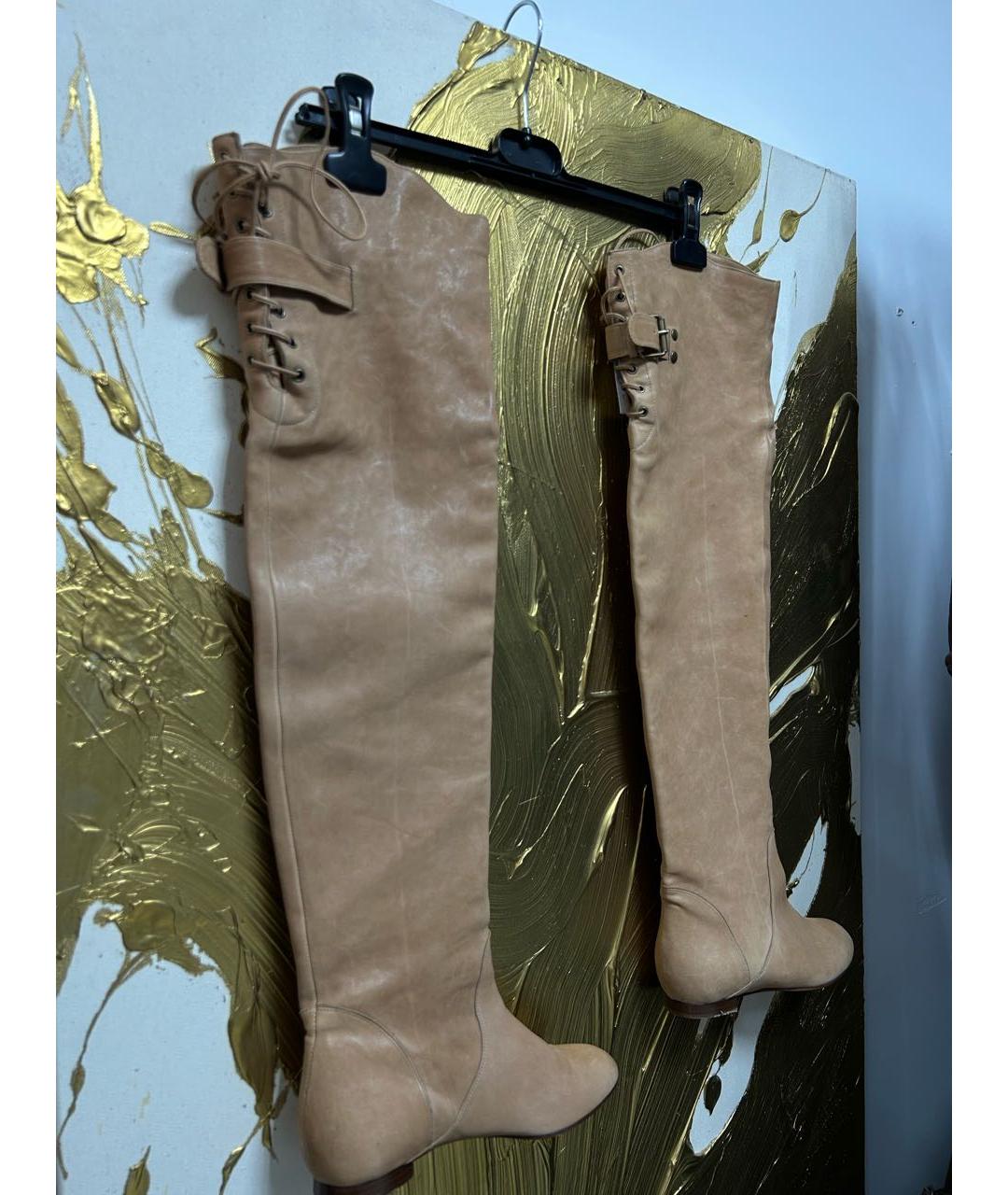 CHLOE Бежевые сапоги из лакированной кожи, фото 7