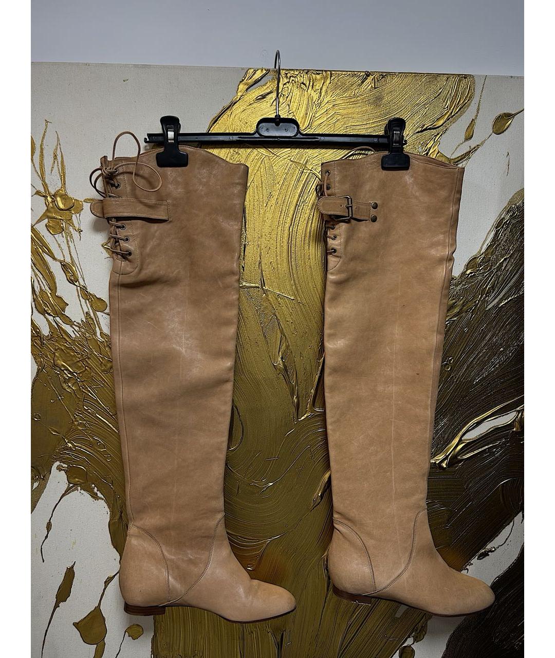 CHLOE Бежевые сапоги из лакированной кожи, фото 2