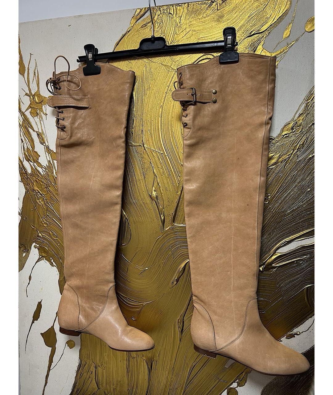 CHLOE Бежевые сапоги из лакированной кожи, фото 4