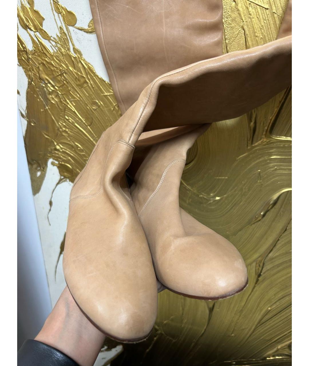 CHLOE Бежевые сапоги из лакированной кожи, фото 5