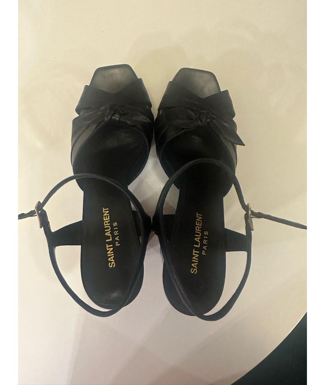 SAINT LAURENT Черные кожаные босоножки, фото 3