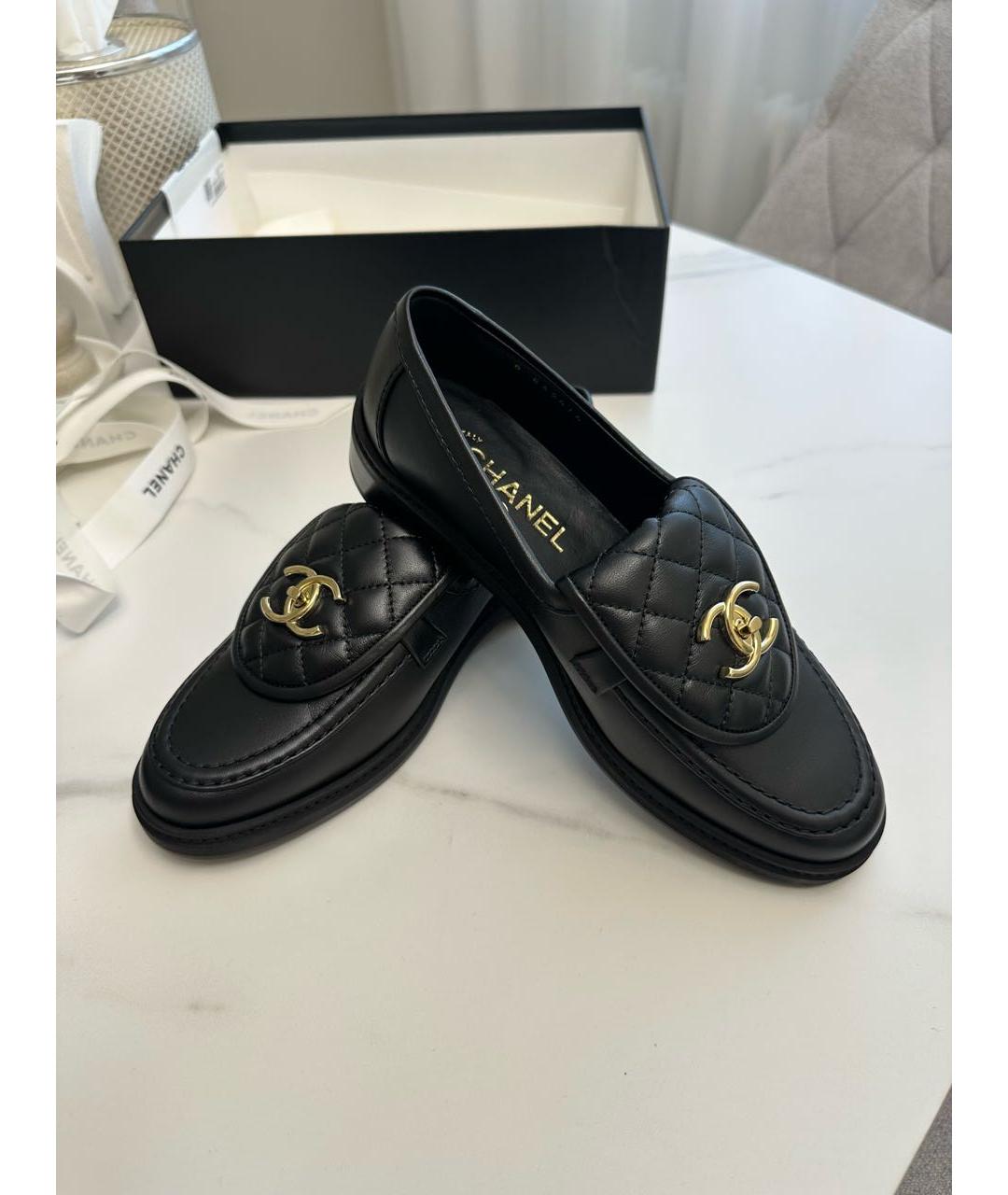 CHANEL Черные кожаные лоферы, фото 3