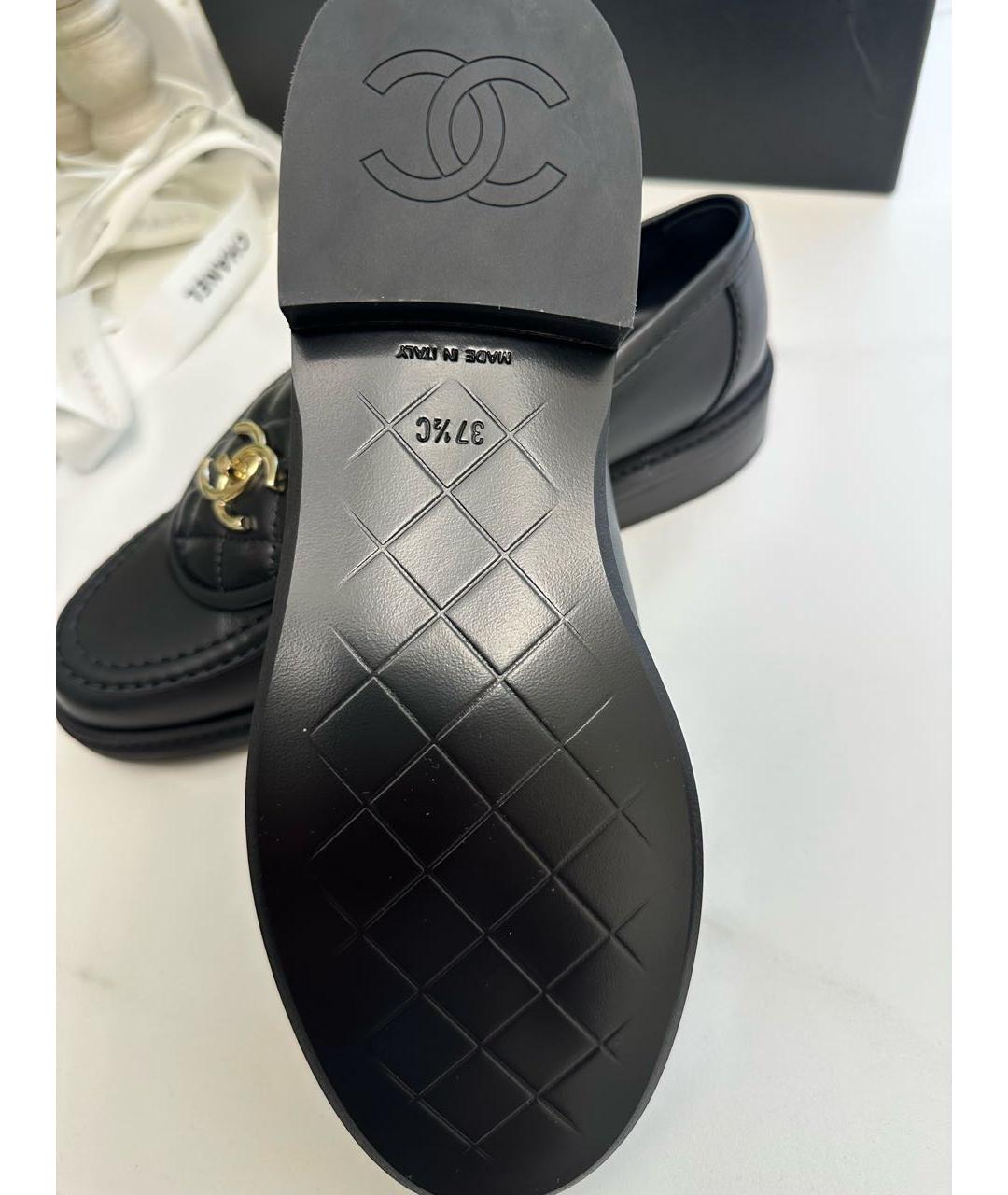 CHANEL Черные кожаные лоферы, фото 4