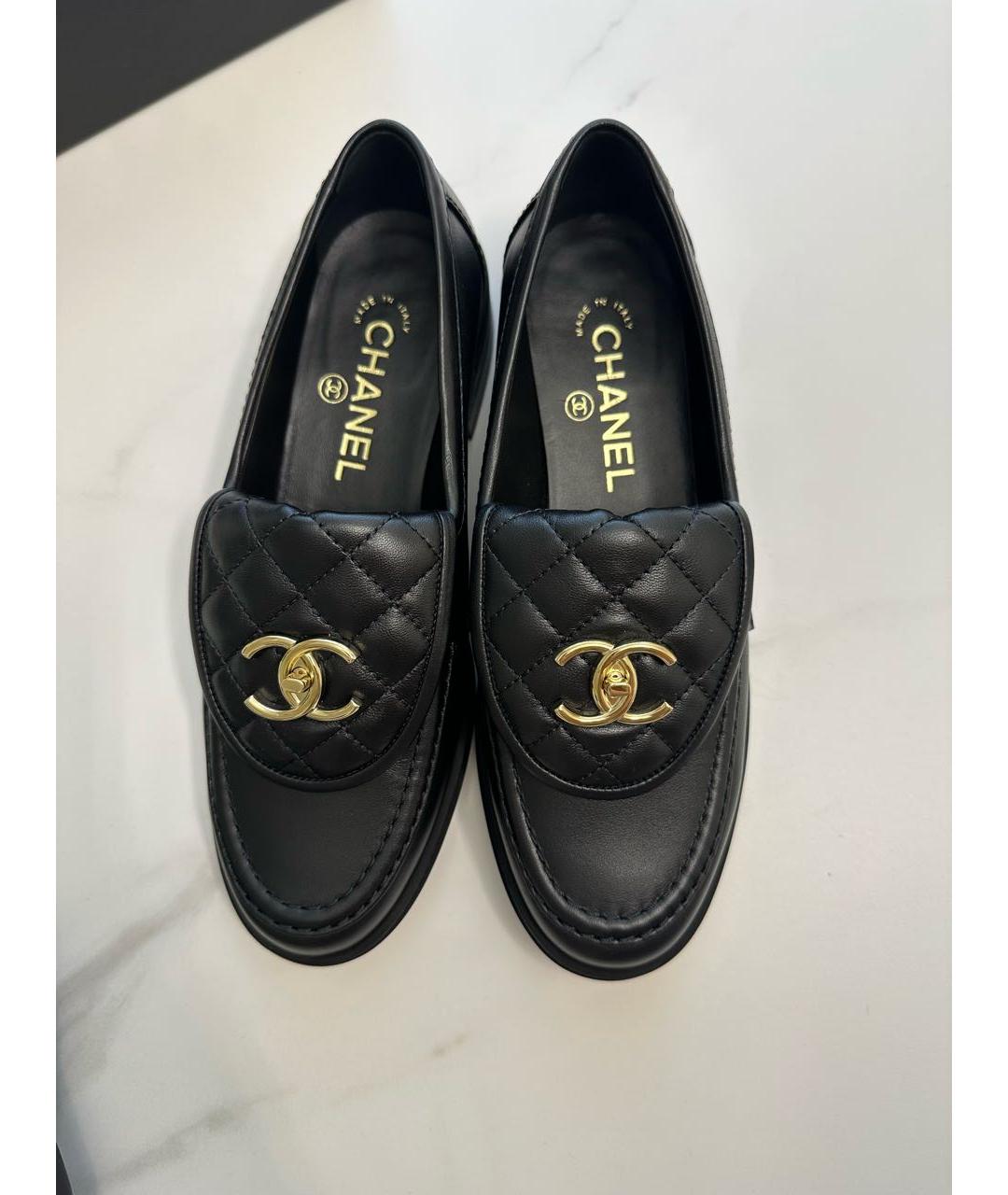CHANEL Черные кожаные лоферы, фото 2