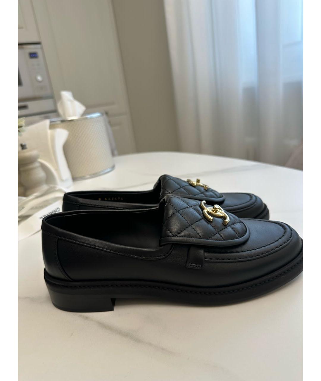 CHANEL Черные кожаные лоферы, фото 8