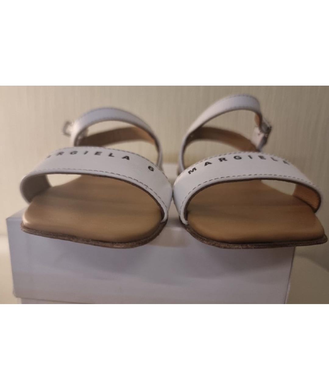 MM6 MAISON MARGIELA Белые кожаные сандалии и шлепанцы, фото 6