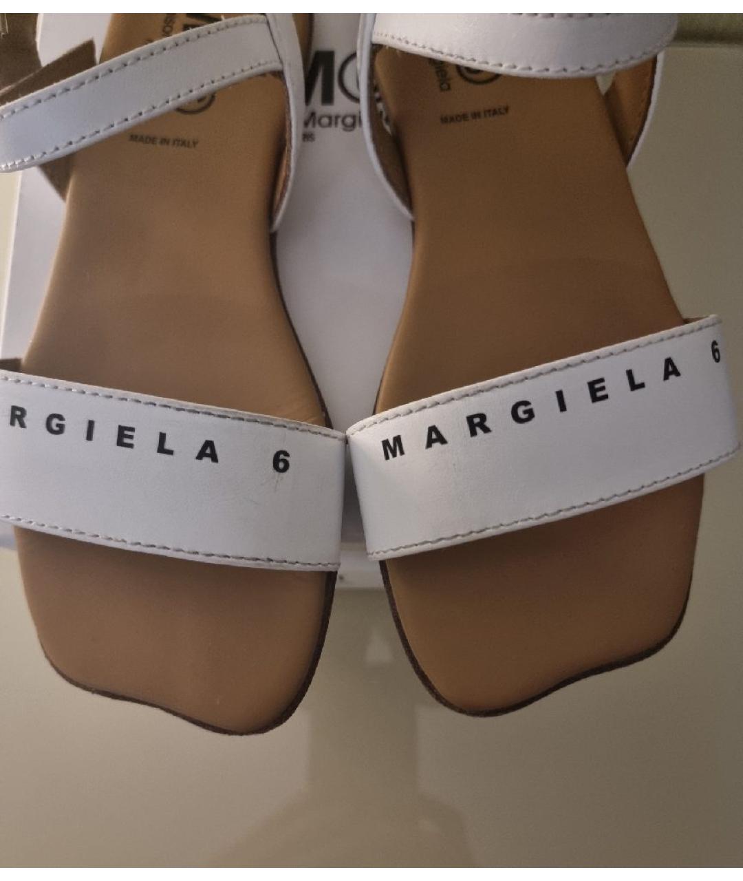 MM6 MAISON MARGIELA Белые кожаные сандалии и шлепанцы, фото 7