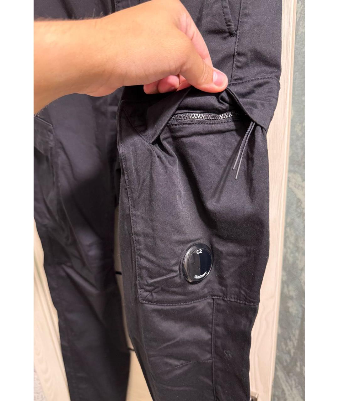 CP COMPANY Черные хлопко-эластановые повседневные брюки, фото 4