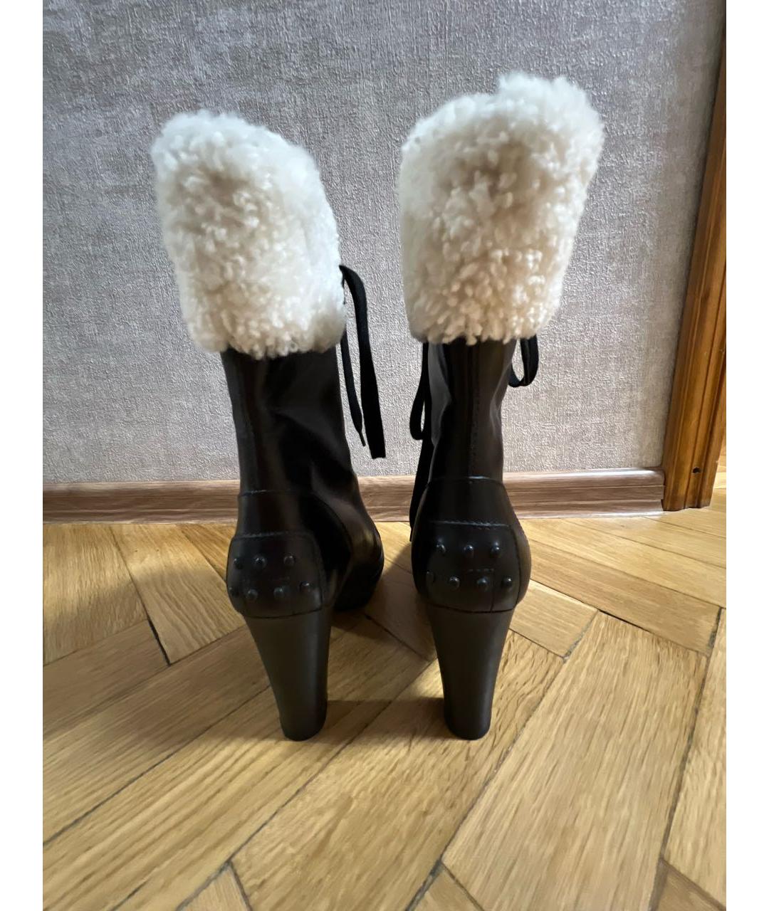 TOD'S Черные кожаные полусапоги, фото 4