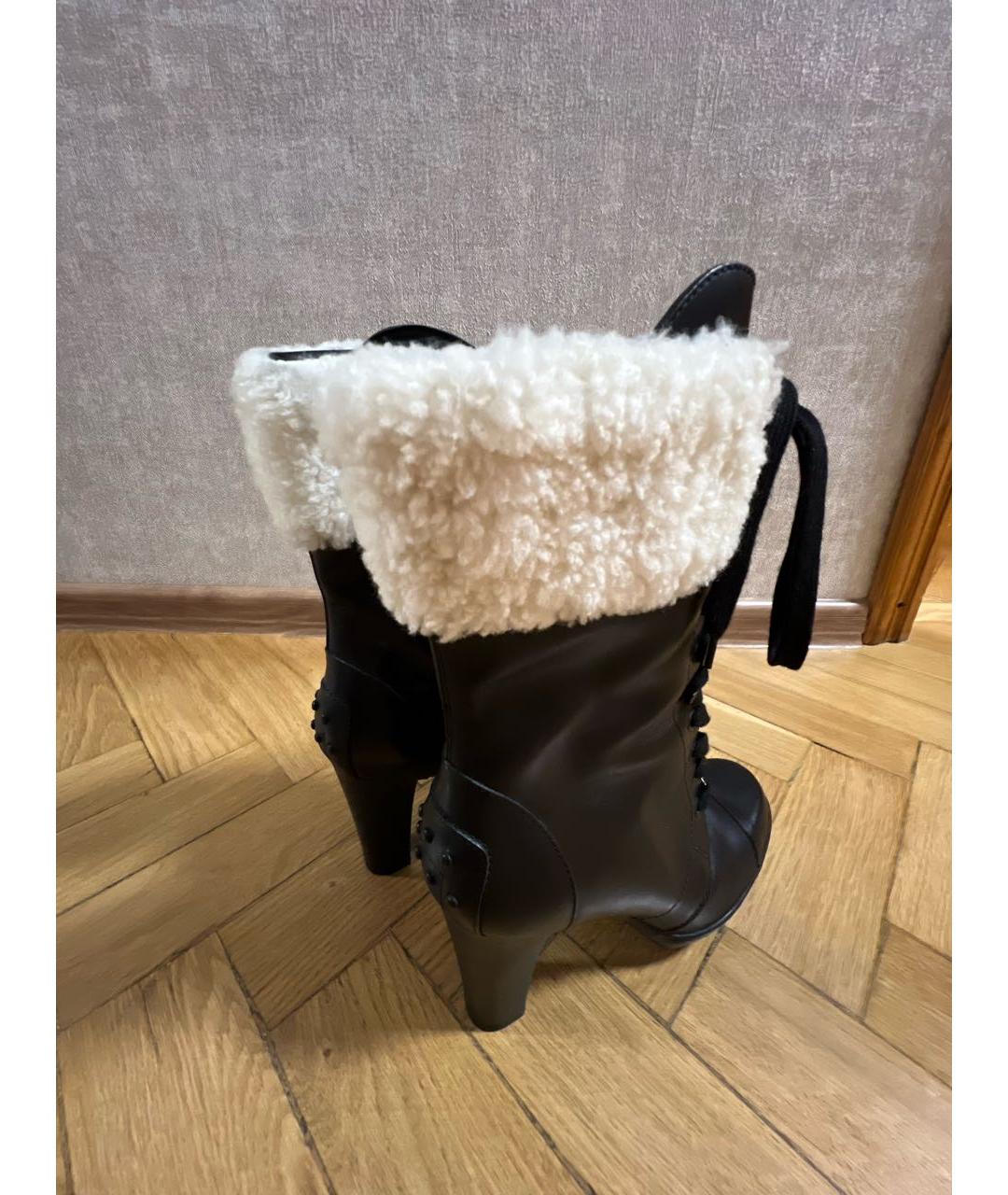 TOD'S Черные кожаные полусапоги, фото 5