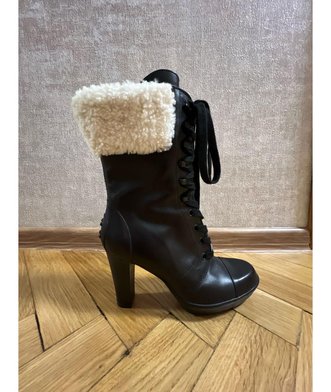 TOD'S Черные кожаные полусапоги, фото 9